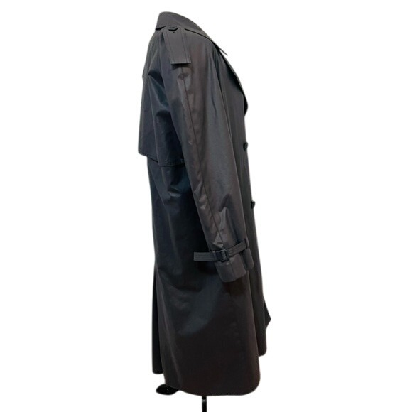 VINTAGE‎ 80's London Fog Classic Wool Lined Charcoal Grey Trench Coat Women's 12 - Picture 8 of 16